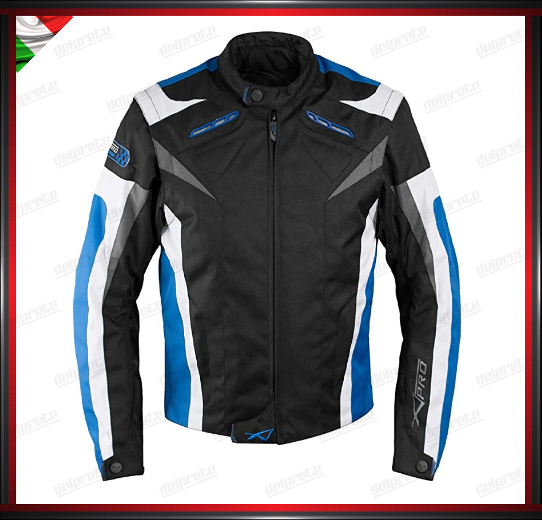 GIACCA MOTO DONNA BLU IN CORDURA MANICHE STACCABILE PROTEZIONI OMOLOGATE CE