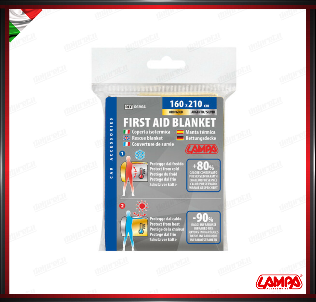 COPERTA ISOTERMICA ORO ARGENTO LAMPA - 160x210 CM PROTEZIONE FREDDO E CALDO