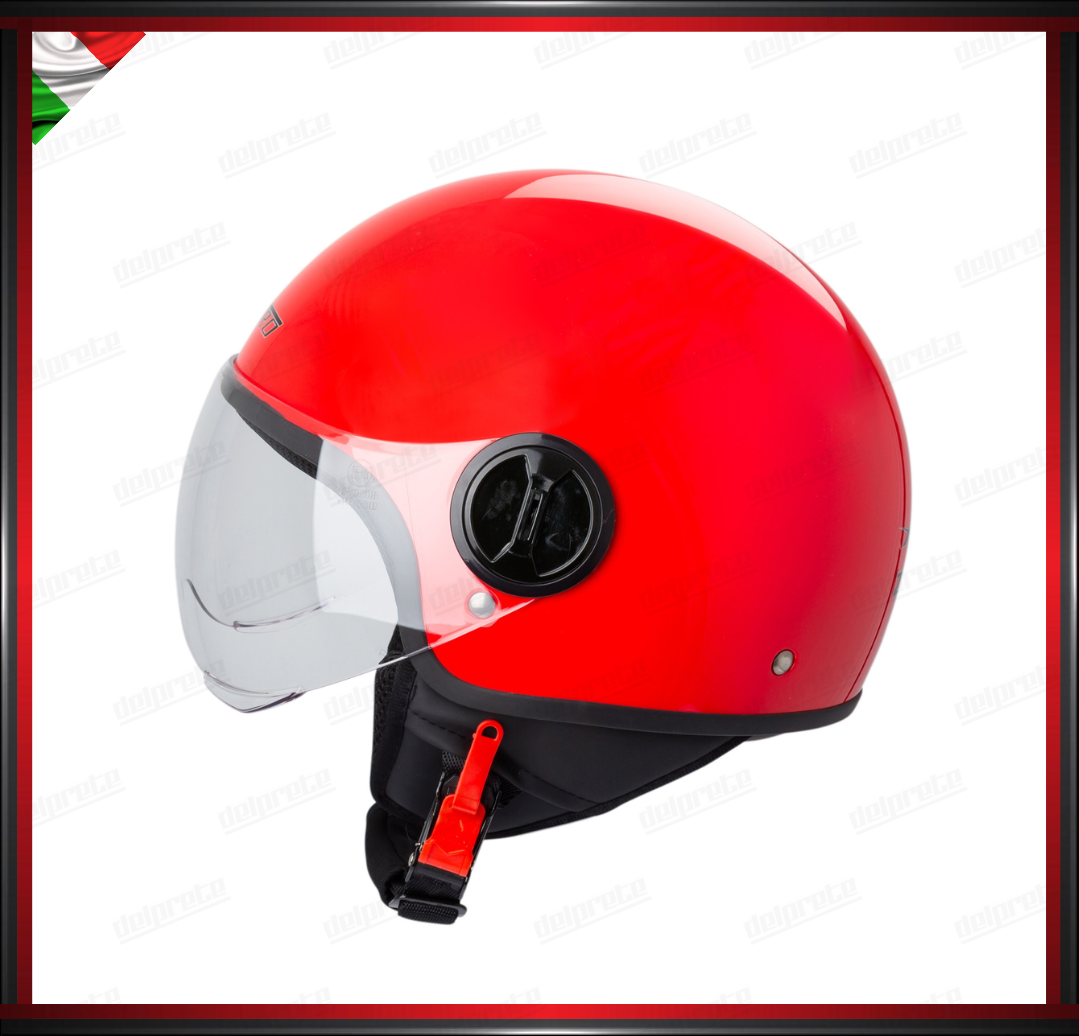 CASCO JET CITY MOTO SCOOTER ROSSO VISIERA SAGOMATA OMOLOGATO ECE 22-05