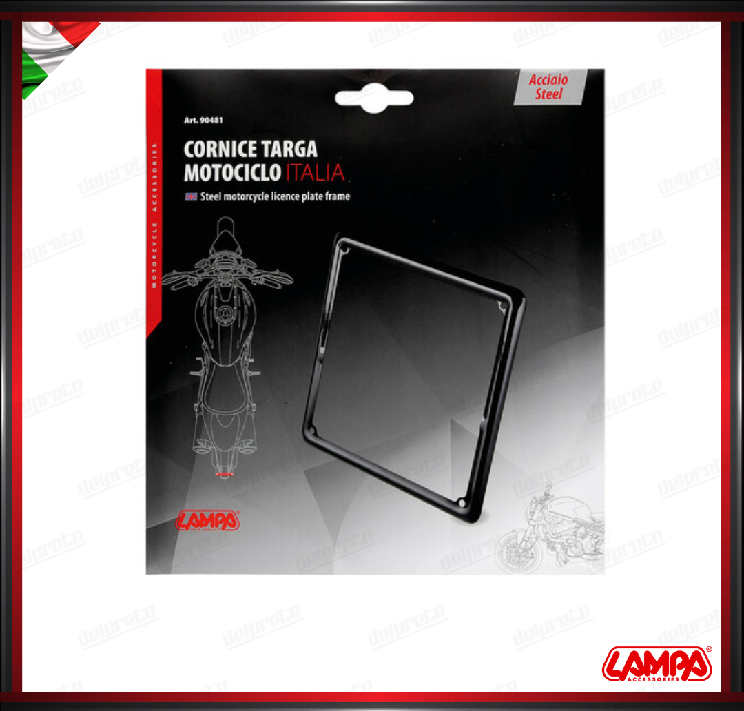 CORNICE TARGA IN ACCIAIO NERO LAMPA PER MOTO SCOOTER VESPA 185 X 185 MM