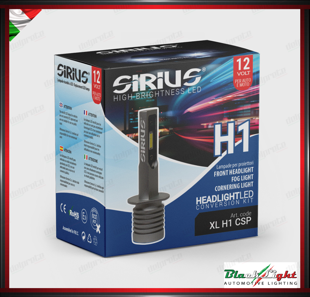 KIT LED H1 SIRIUS CHIP SEOUL 6000K 3400 LUMEN 12V AUTO MOTO - SERIE XL H1 CSP
