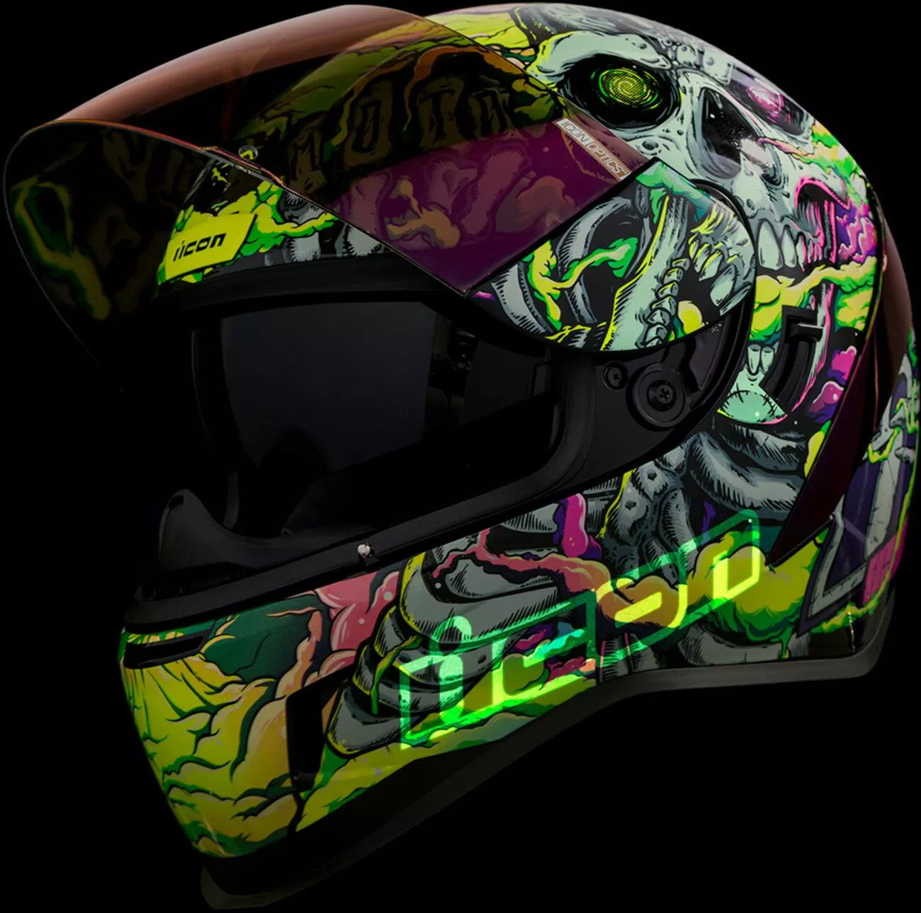 CASCO INTEGRALE - ICON AIRFORM HIPPY DIPPY - OMOLOGATO ECE 2206 VERDE TESCHIO