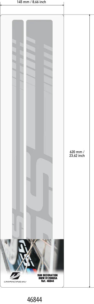 SET ADESIVI GRAFICHE CERCHI BMW R1200 GS 1250 ADVENTURE ANTIGRAFFIO - GRAFICA GS LOGO
