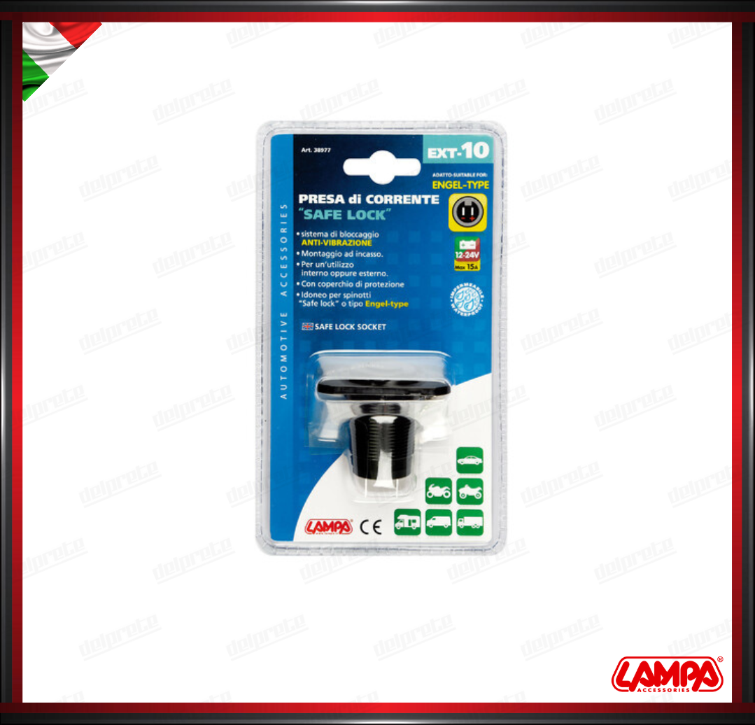 EXT-10 LAMPA DOPPIA PRESA DI CORRENTE SAFE LOCK MONTAGGIO AD INCASSO - 12/24V IMPERMEABILE