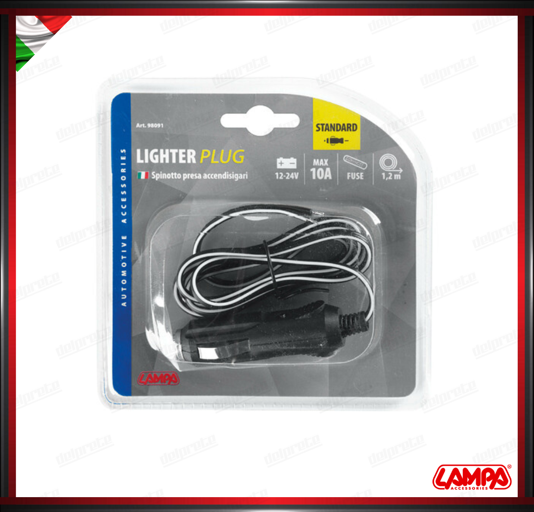 SPINOTTO UNIVERSALE PER PRESA ACCENDISIGARI STANDARD CON CAVO - 12/24V LAMPA