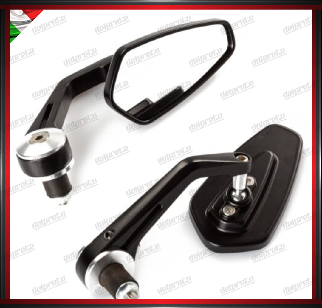 SPECCHIETTI RETROVISORI MANUBRIO COPPIA PER MOTO SCOOTER BAR END ARGENTO CAFE RACER