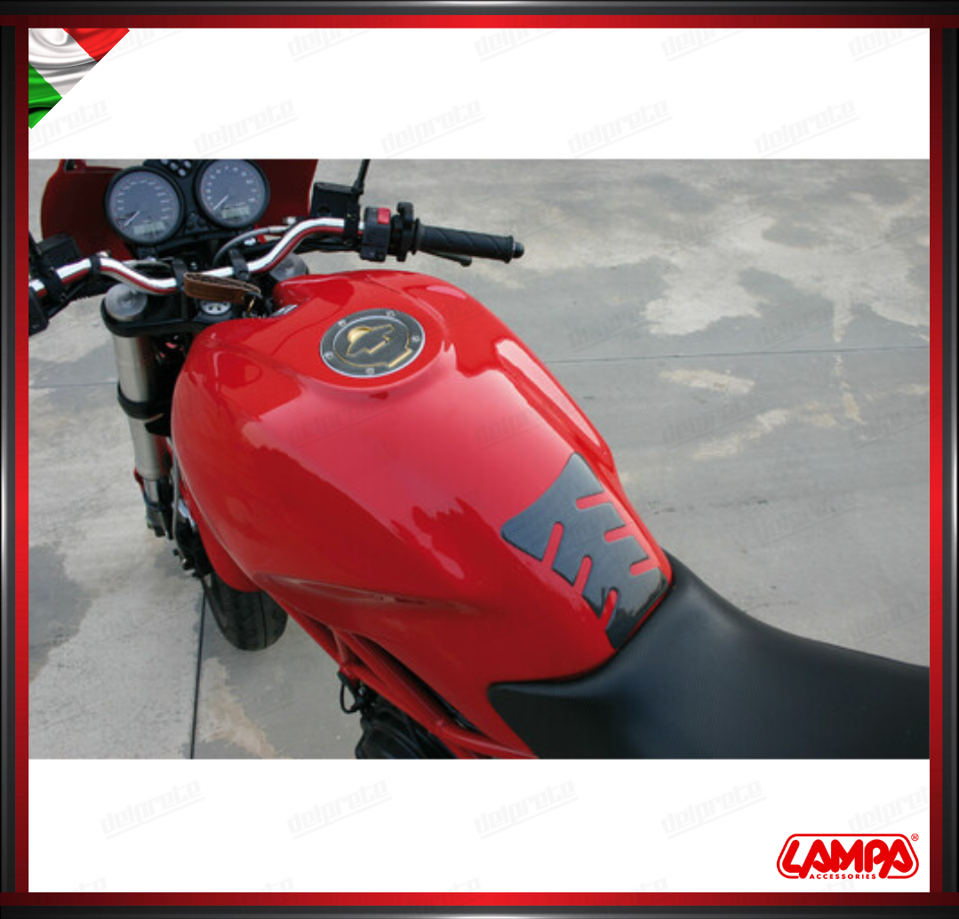 PRO TANK ADESIVO ( DUCATI 5 FORI ) CARBON LOOK COPERTURA TAPPO CARBURANTE BENZINA LAMPA