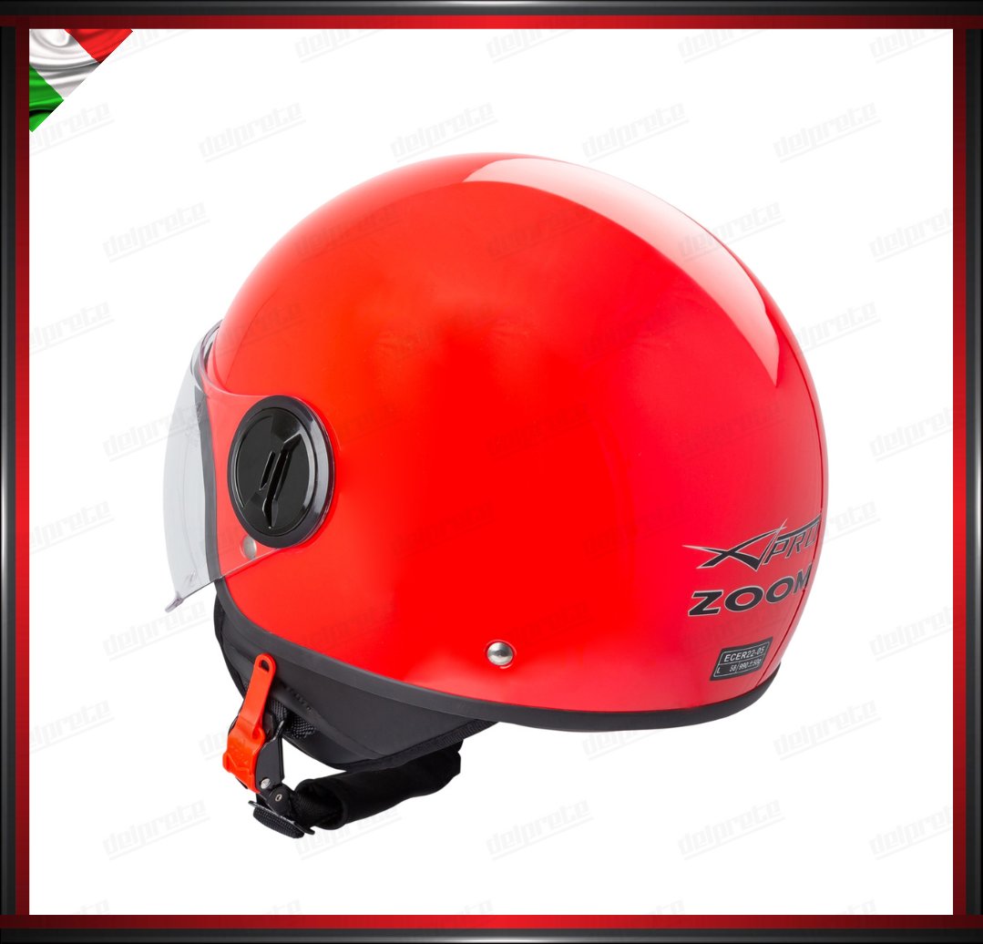 CASCO JET CITY MOTO SCOOTER ROSSO VISIERA SAGOMATA OMOLOGATO ECE 22-05