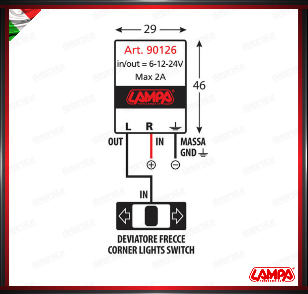 FLASHER INTERMITTENZA ELETTRONICA INDICATORI DI DIREZIONE FRECCE - 6/12/24V - 2A