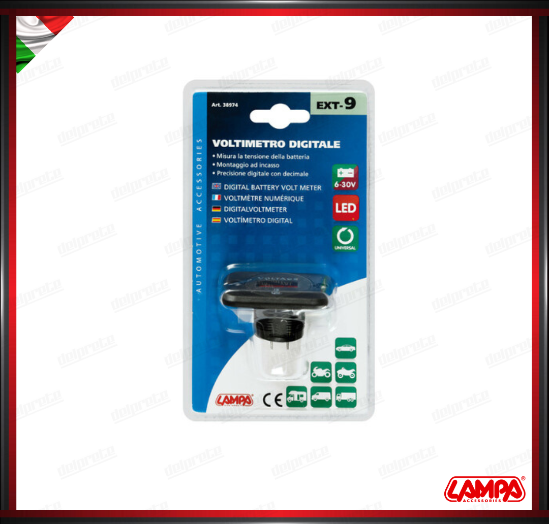EXT-9 LAMPA VOLTIMETRO DIGITALE MONTAGGIO AD INCASSO - 6/30V IMPERMEABILE
