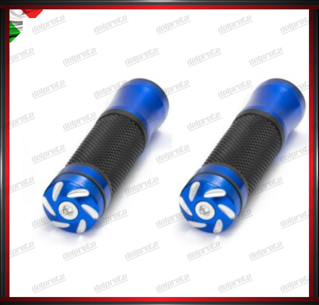 MANOPOLE ANODIZZATE MOTO SCOOTER STRADALI ON ROAD BLU UNIVERSALI GOMMA CHIUSE
