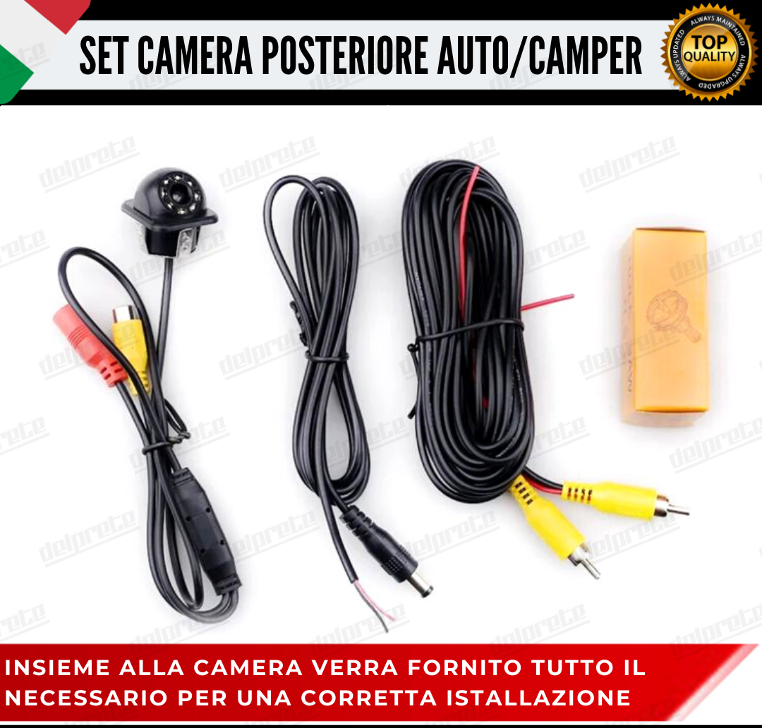 TELECAMERA POSTERIORE LED RETROMARCIA AUTO RETROCAMERA PARCHEGGIO CAMPER 480 TVL