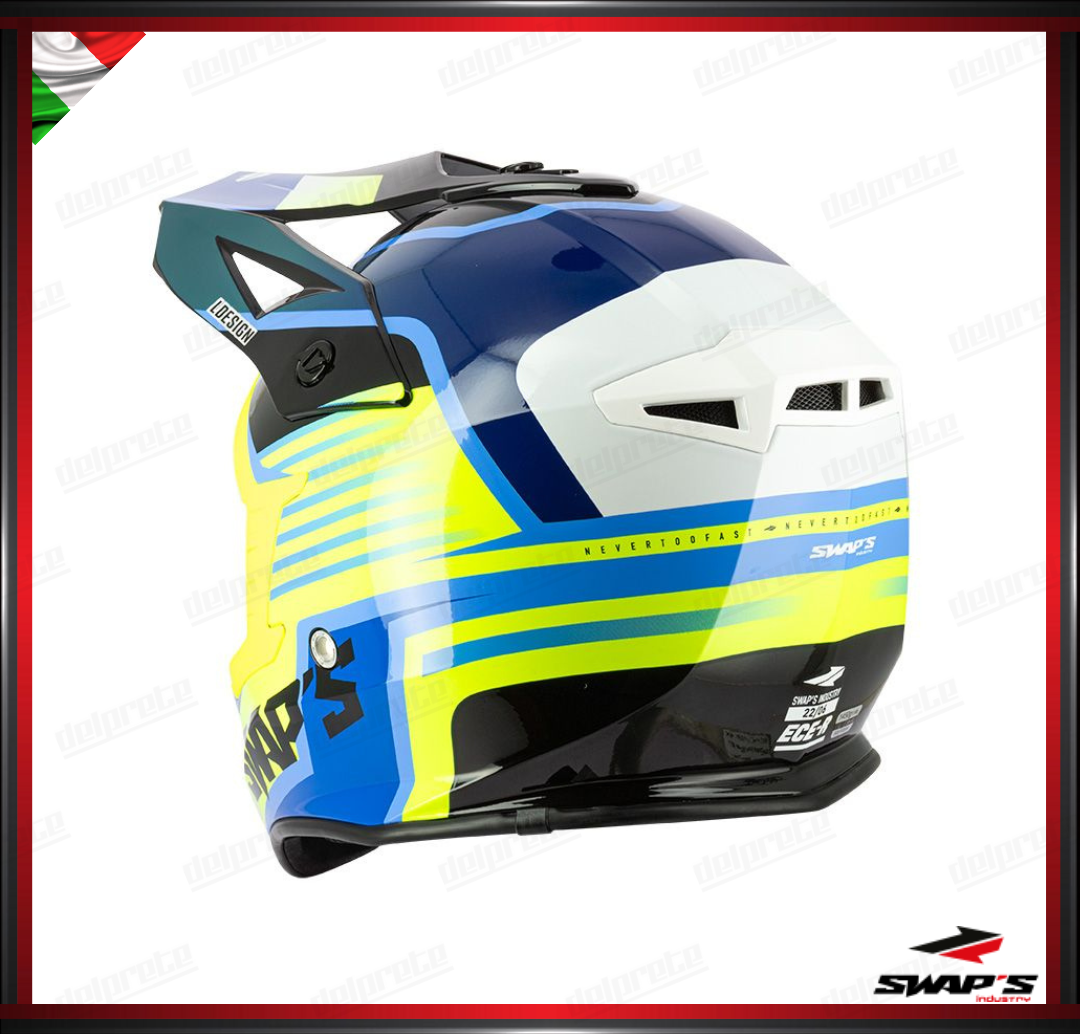 CASCO ENDURO CROSS - SWAPS S818 GIALLO FLUO BLU LUDICO
