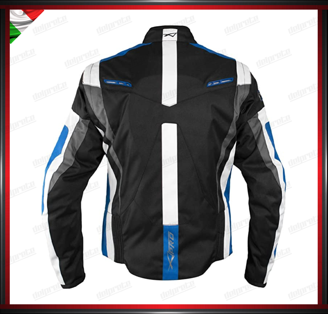 GIACCA MOTO DONNA BLU IN CORDURA MANICHE STACCABILE PROTEZIONI OMOLOGATE CE