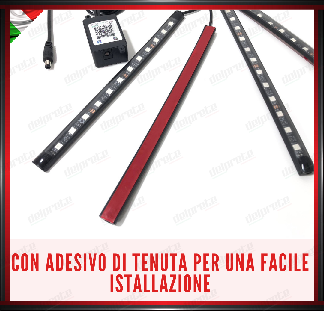 STRISCIA LED VANO PIEDI INTERNI AUTO AMBIENT LIGHT RGB MULTICOLORE COMANDO APP