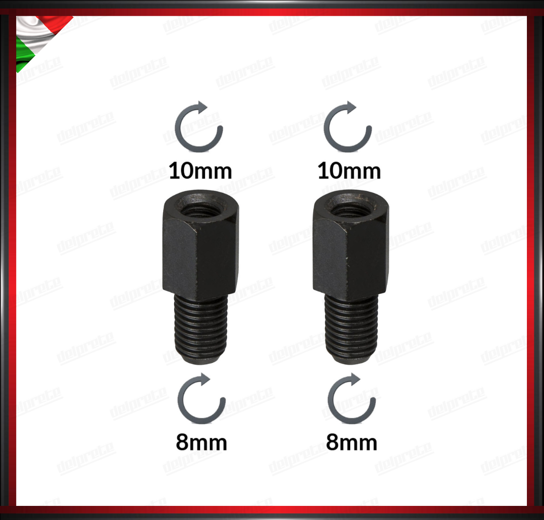 ADATTATORE PER SPECCHIETTO NERO RETROVISORE FILETTO 10 MM 8 MM ESTENSIONE