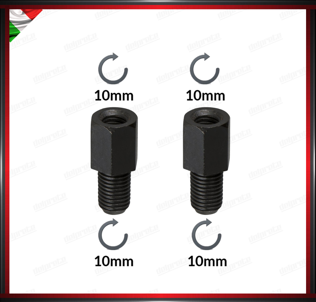 ADATTATORE PER SPECCHIETTO NERO RETROVISORE FILETTO 10 MM 10 MM ESTENSIONE