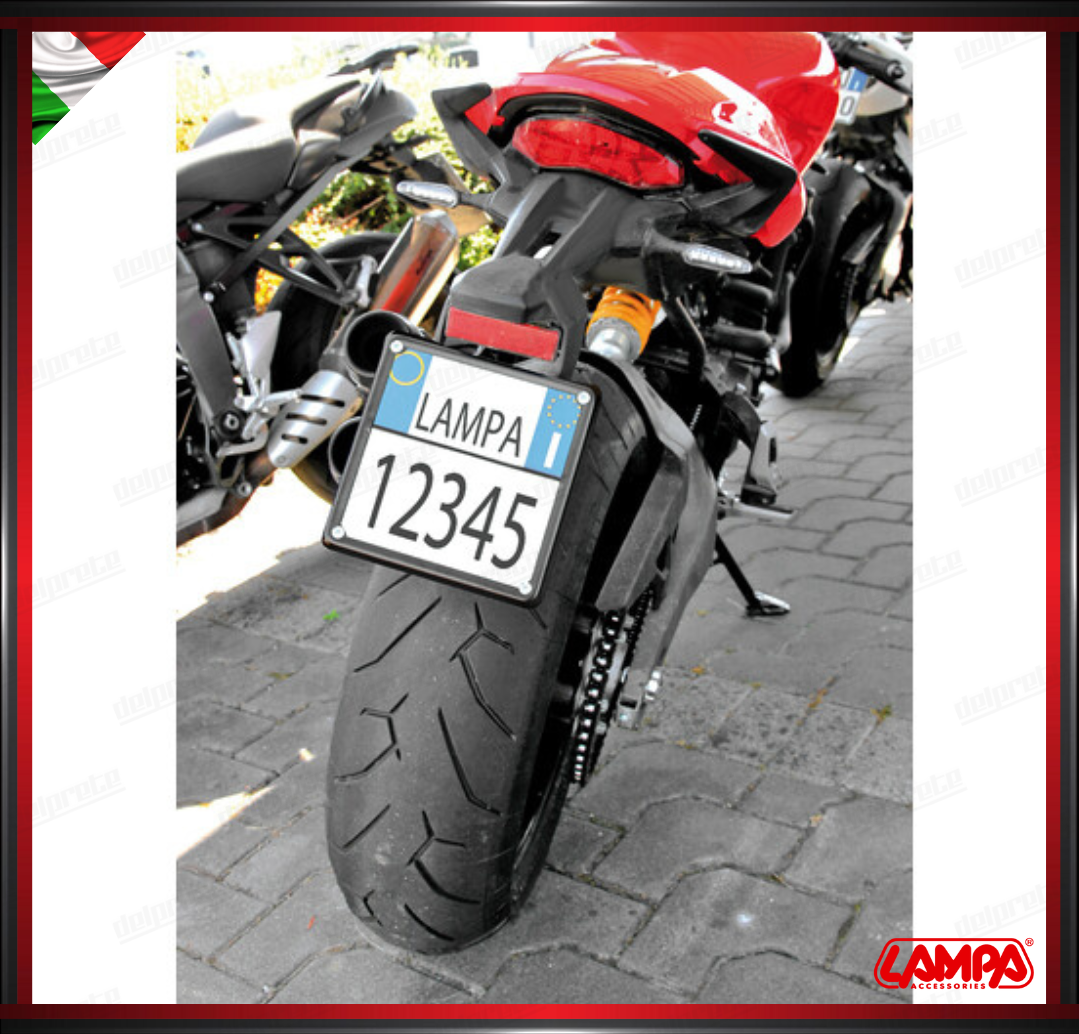 CORNICE TARGA IN ACCIAIO NERO LAMPA PER MOTO SCOOTER VESPA 185 X 185 MM