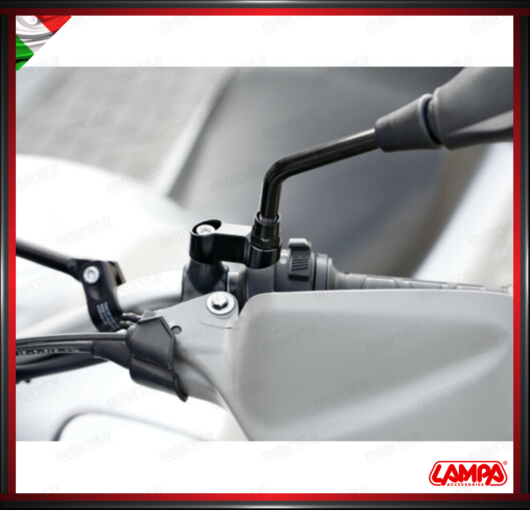 ADATTATORE ESTENSORE SOLLEVATORE SPECCHIETTI MOTO SCOOTER LAMPA M10 NERO