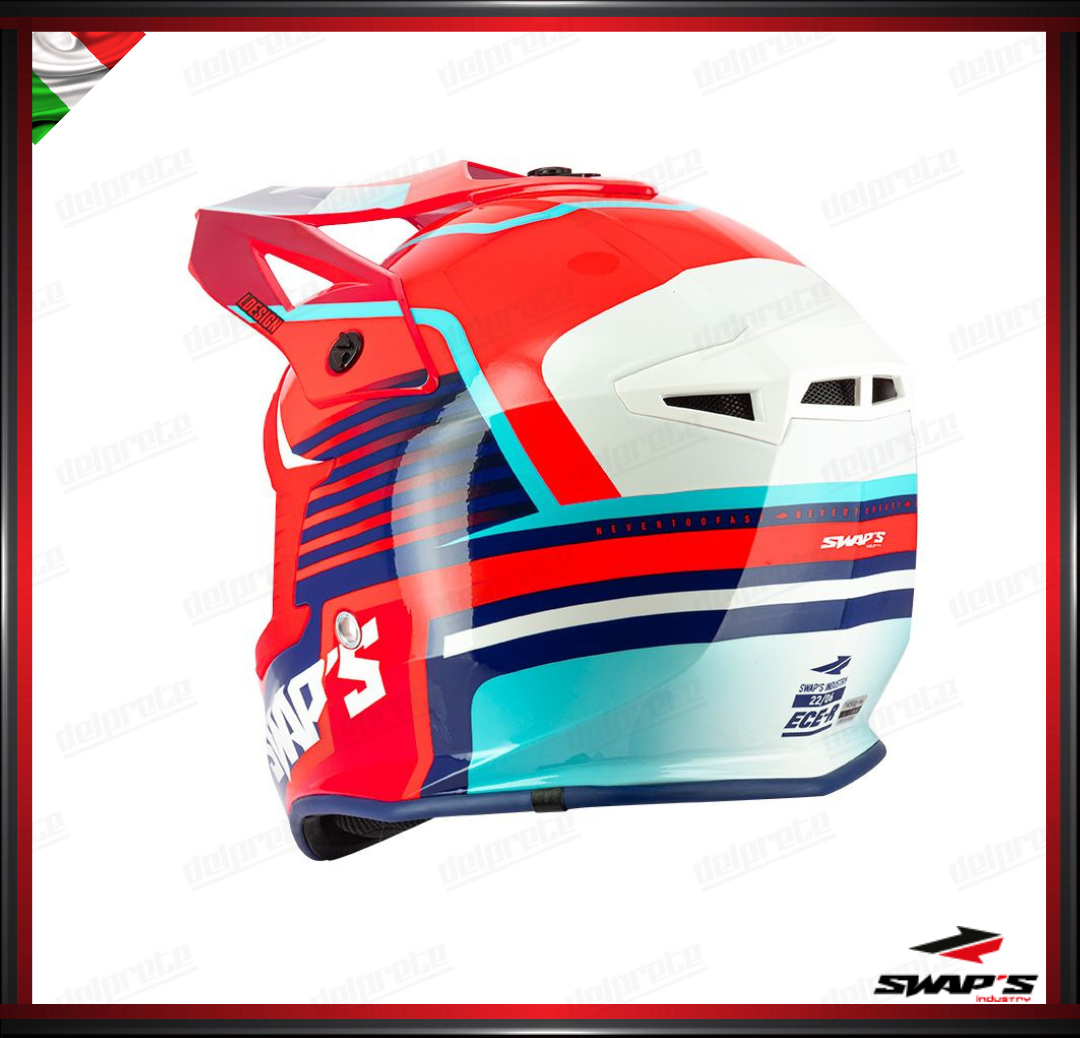 CASCO ENDURO CROSS - SWAPS S818 ROSSO BLU BIANCO LUDICO