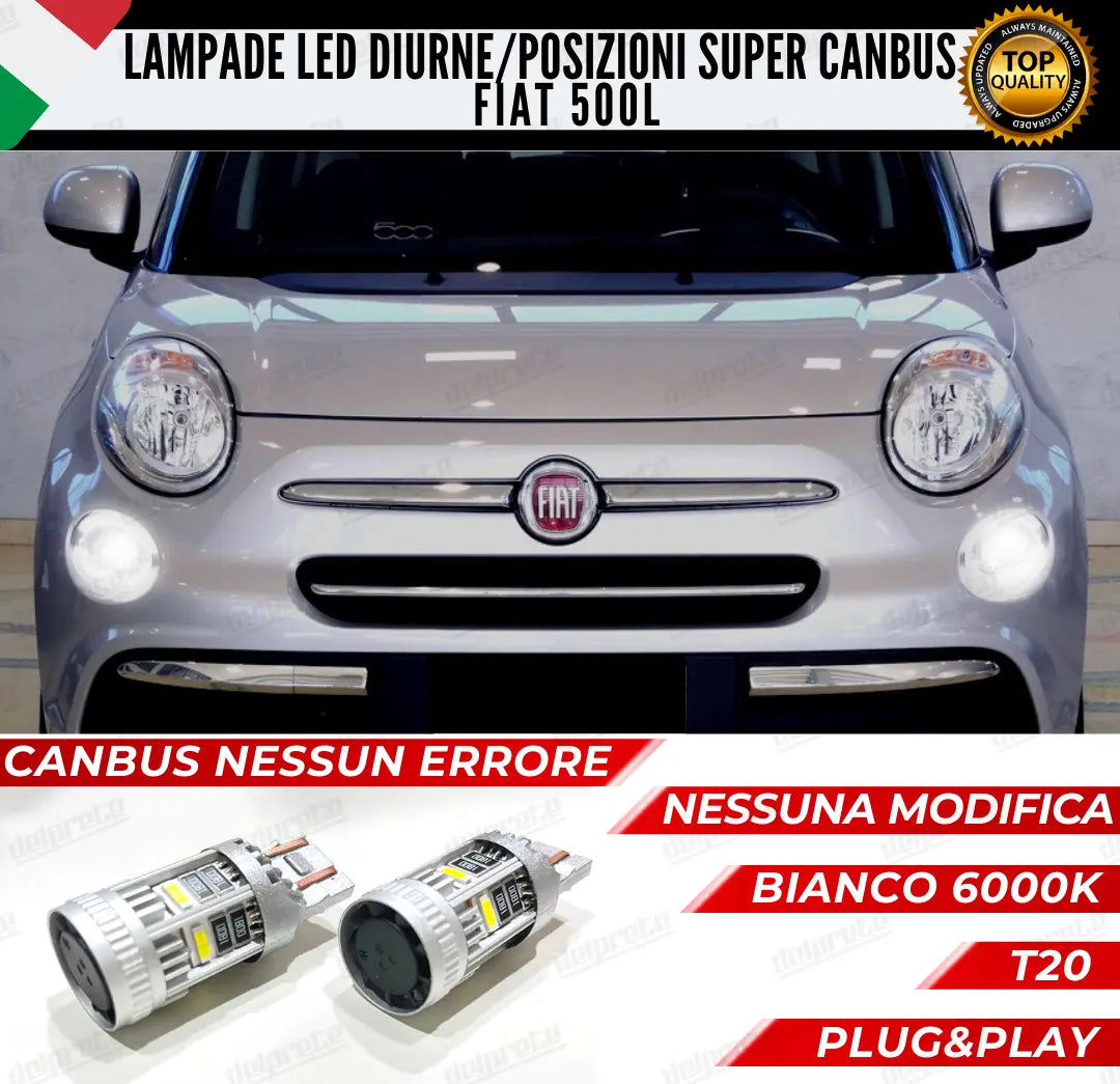 COPPIA T20 LED SUPER CANBUS SPECIFICHE FIAT 500L REALE 100% NO ERROR PLUG/PLAY