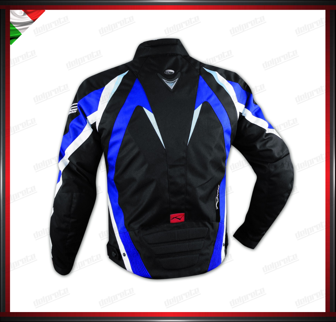 GIACCA MOTO BLU IN CORDURA ESTIVO CON PRESE D'ARIA TRASPIRANTE PROTEZIONI OMOLOGATE CE
