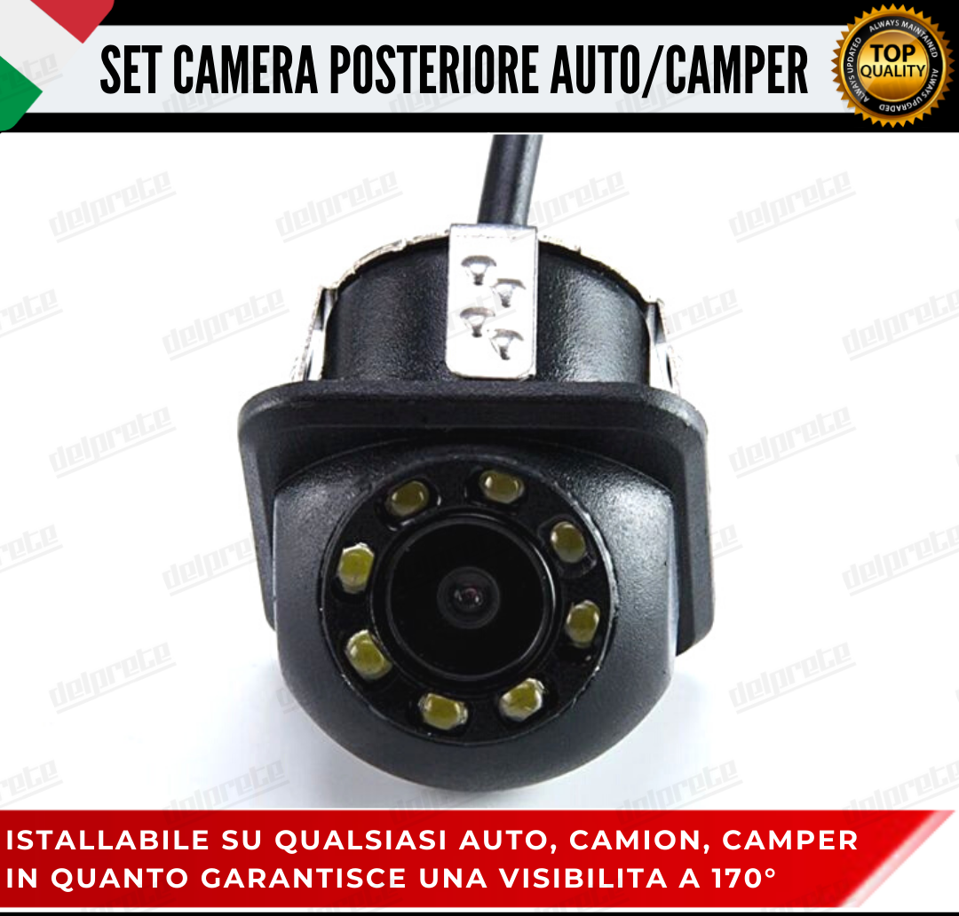 TELECAMERA POSTERIORE LED RETROMARCIA AUTO RETROCAMERA PARCHEGGIO CAMPER 480 TVL
