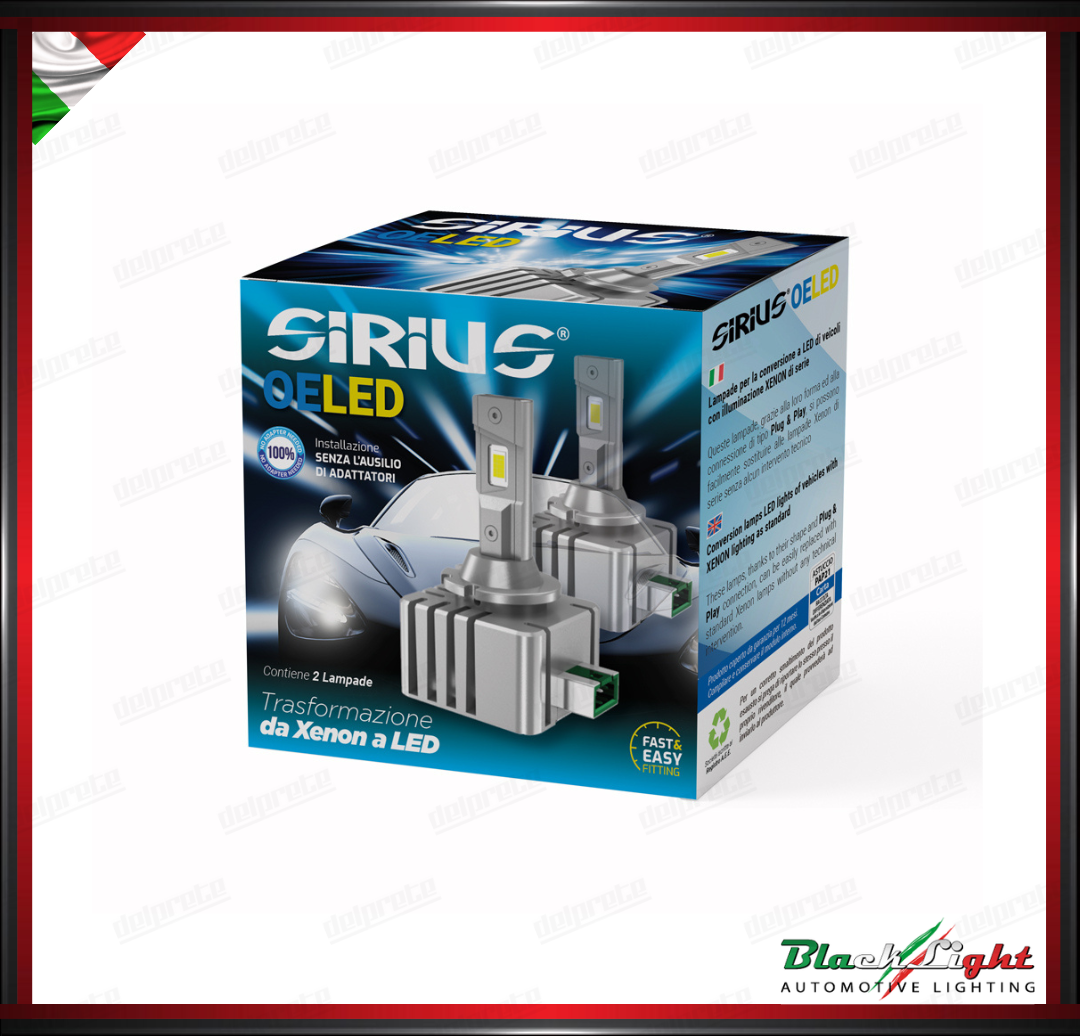 KIT LED D8S SIRIUS 12V 6000K 9000 LUMEN PLUG-IN DA XENON A LED -SERIE OELED XL D8 HLG