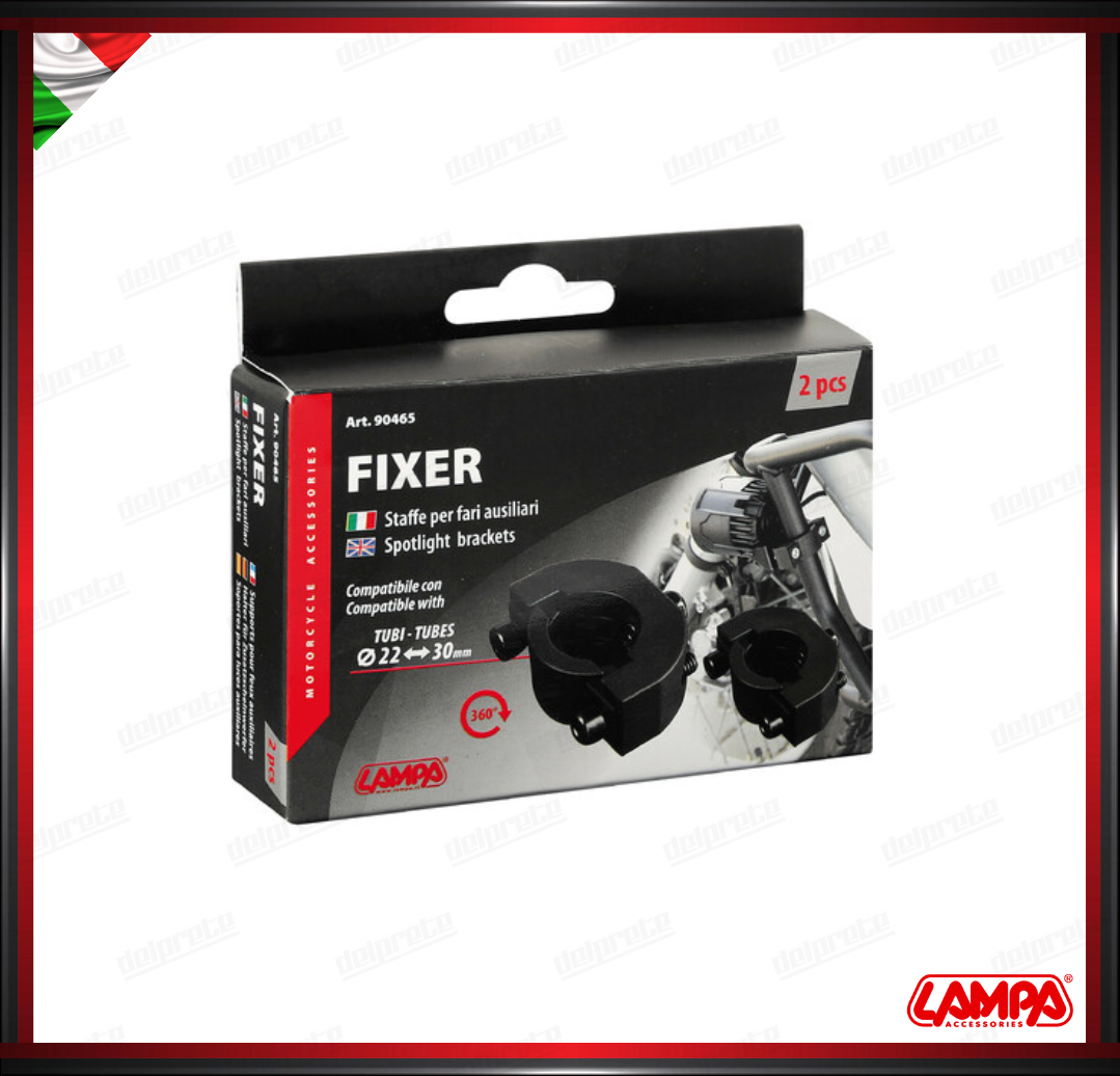 FIXER LAMPA COPPIA STAFFE SOSTEGNO FARETTI FARI AUSILIARI ATTACCO DA 22 A 30 MM
