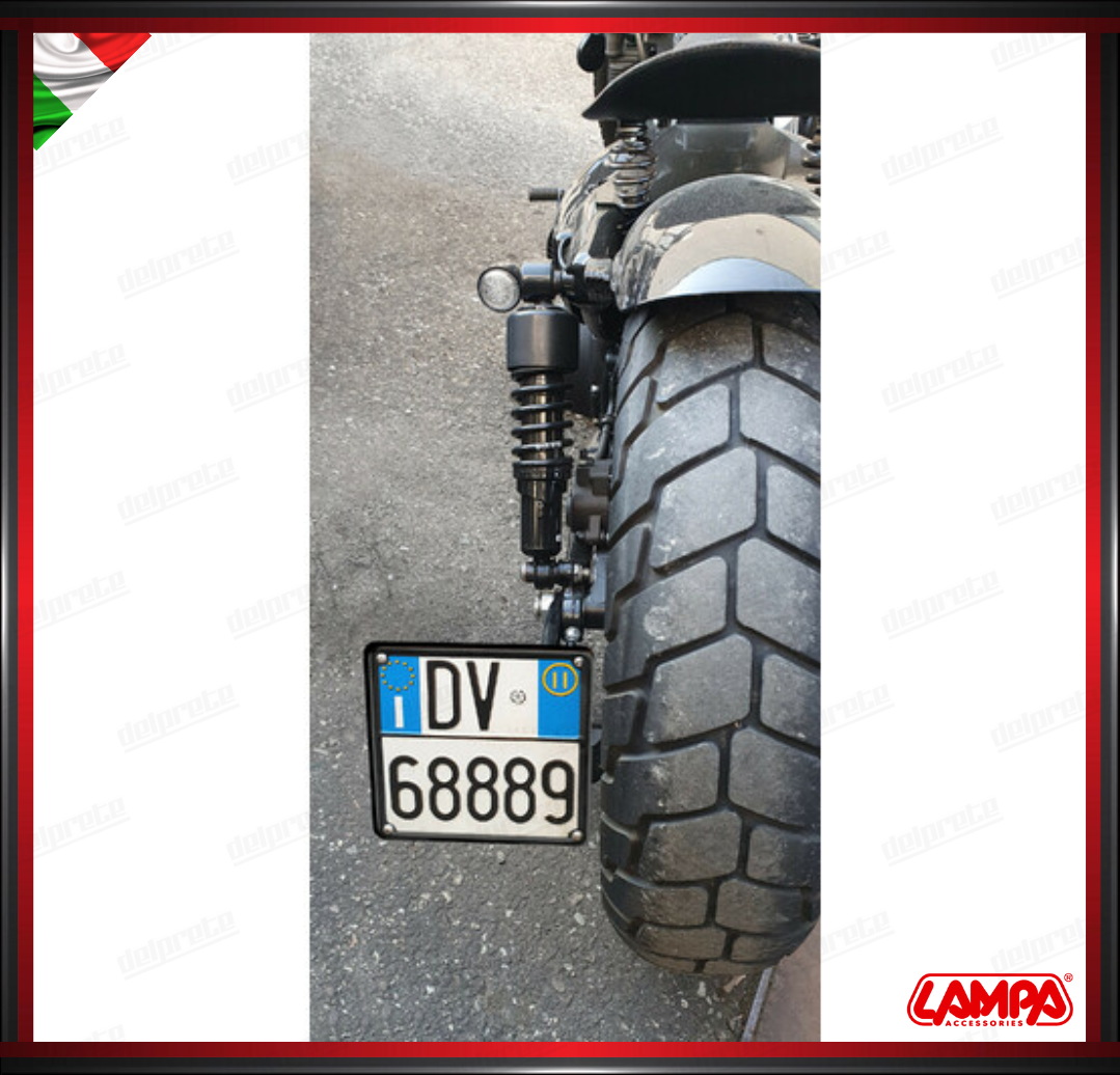 CORNICE TARGA IN ACCIAIO NERO LAMPA PER MOTO SCOOTER VESPA 185 X 185 MM