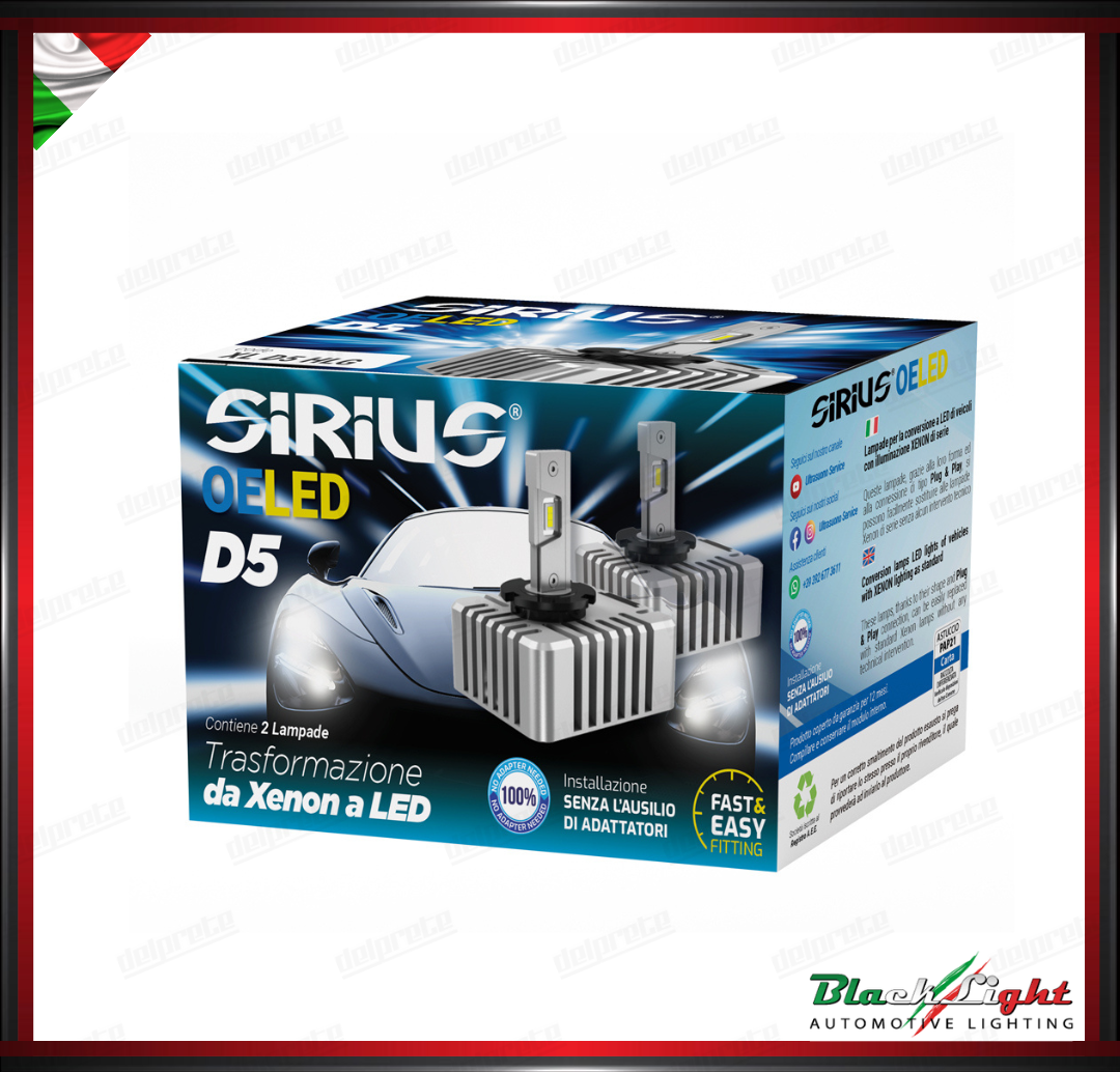 KIT LED D5S SIRIUS 12V 6000K 9000 LUMEN PLUG-IN DA XENON A LED - SERIE OELED XL D5S HLG