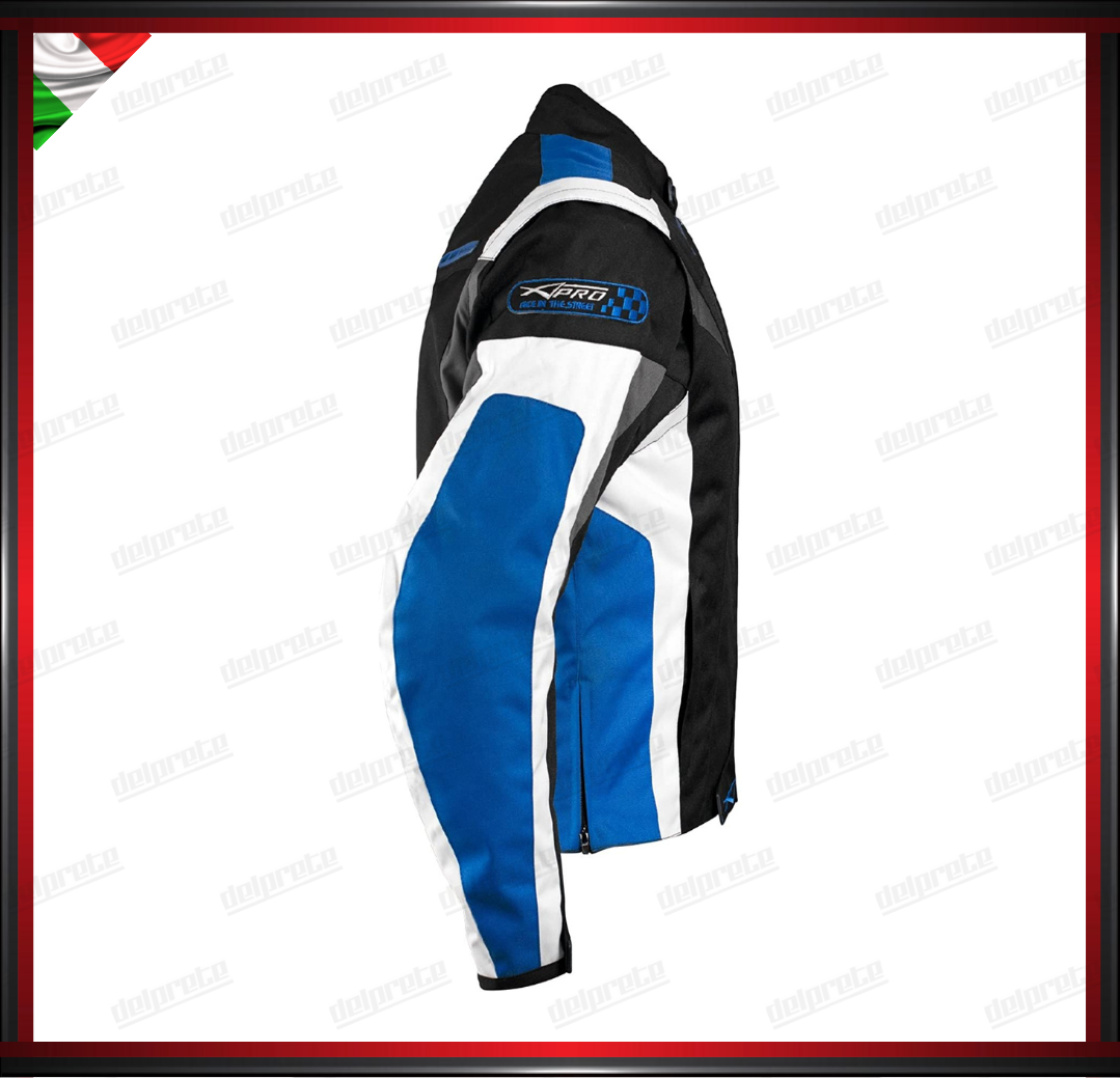 GIACCA MOTO DONNA BLU IN CORDURA MANICHE STACCABILE PROTEZIONI OMOLOGATE CE