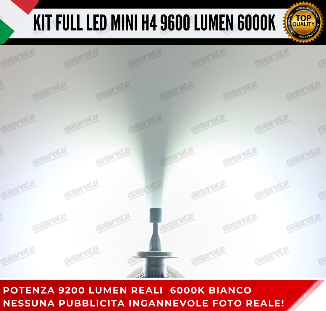 CONVERSIONE LED H4 FIAT PANDA MK1 + ADATTATORI 9600 LUMEN 100% NO ERROR ANABB+ABB