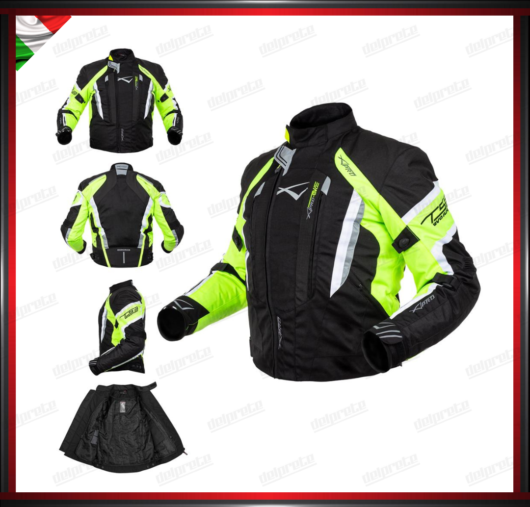 GIACCA MOTO IN TESSUTO CORDURA FLUO TERMICA E SFODERABILE IMPERMEABILE OMOLOGATO CE