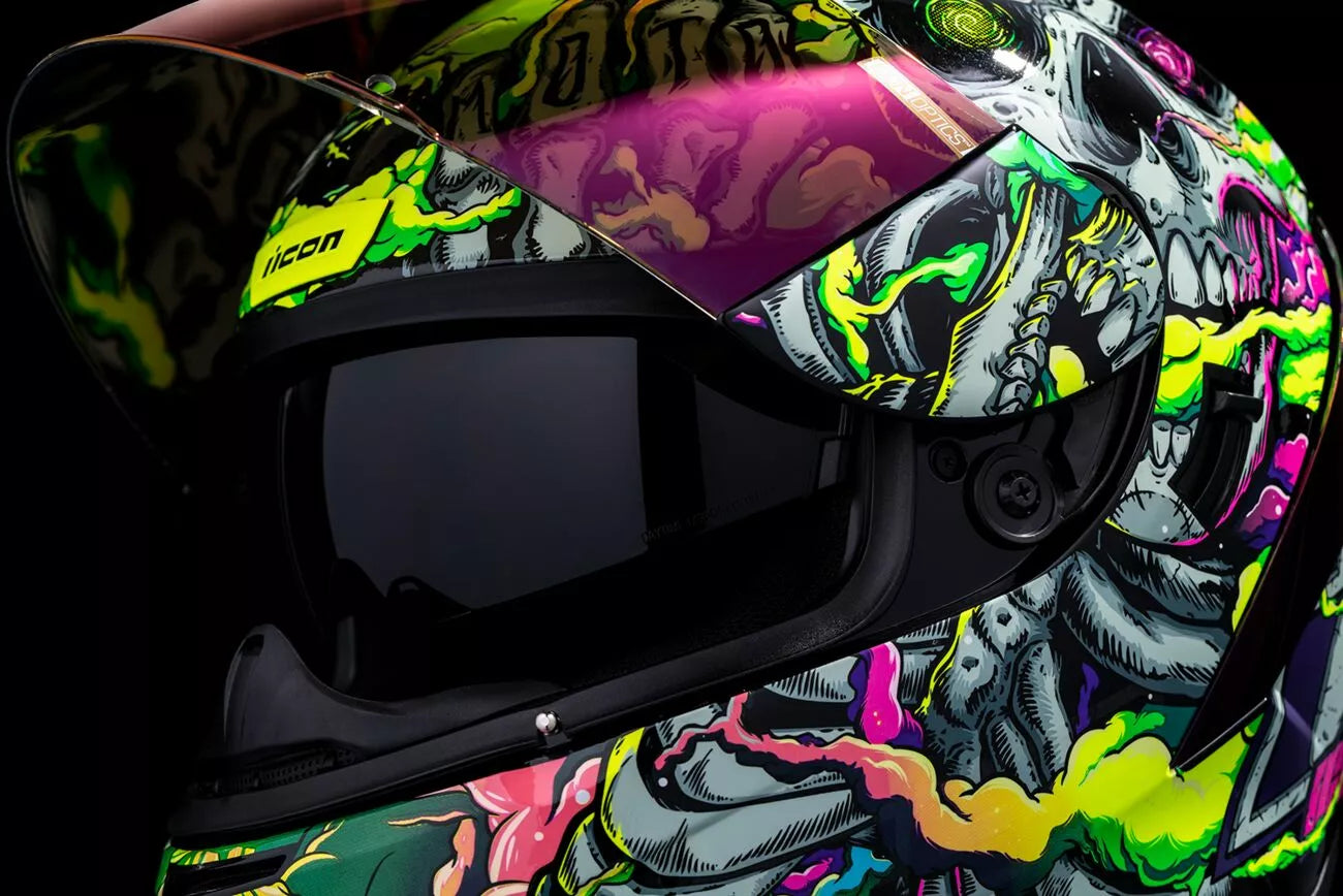 CASCO INTEGRALE - ICON AIRFORM HIPPY DIPPY - OMOLOGATO ECE 2206 VERDE TESCHIO