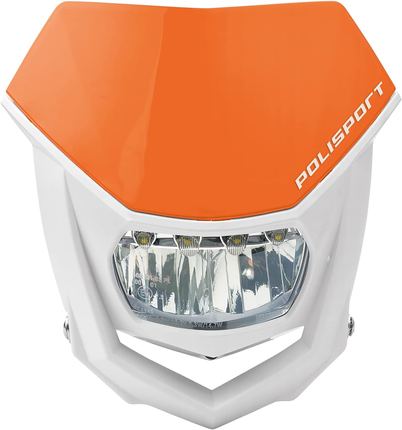 POLISPORT - FARO E MASCHERINA COMPLETO HEADLIGHT HALO LED ECE CROSS ENDURO ARANCIONE