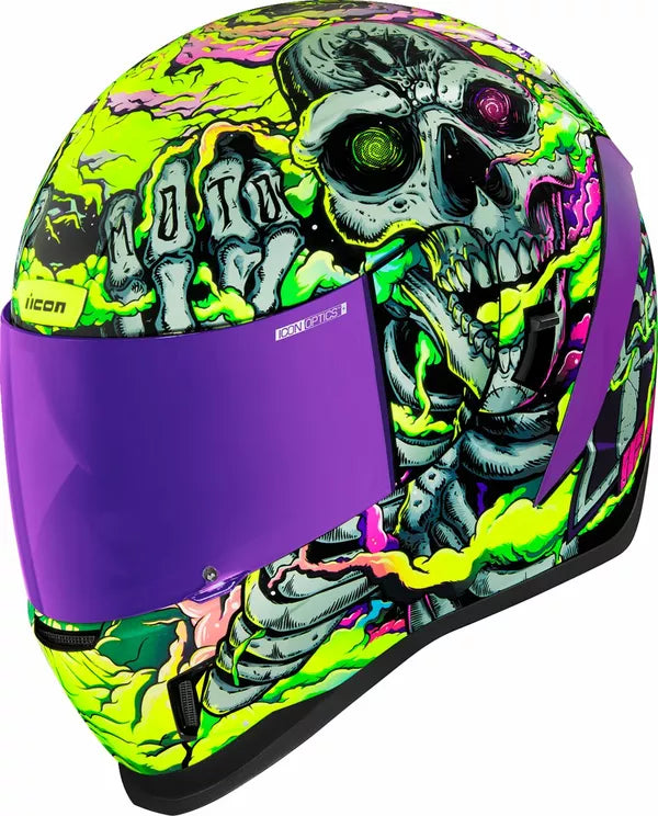 CASCO INTEGRALE - ICON AIRFORM HIPPY DIPPY - OMOLOGATO ECE 2206 VERDE TESCHIO