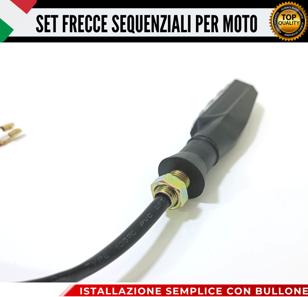 COPPIA FRECCE MOTO LED CON ACCENSIONE DINAMICA SEQUENZIALE ARANCIONE UNIVERSALI