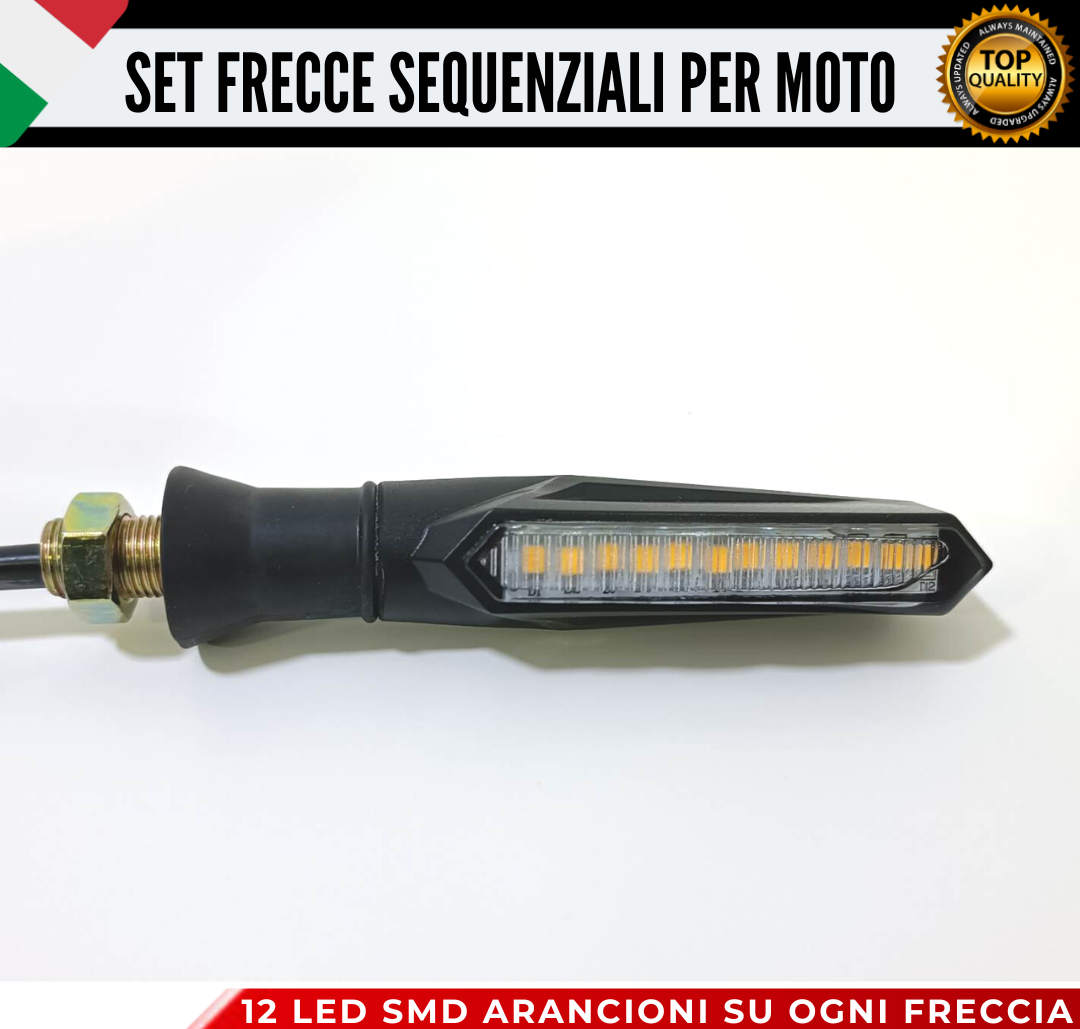 COPPIA FRECCE MOTO LED CON ACCENSIONE DINAMICA SEQUENZIALE ARANCIONE UNIVERSALI