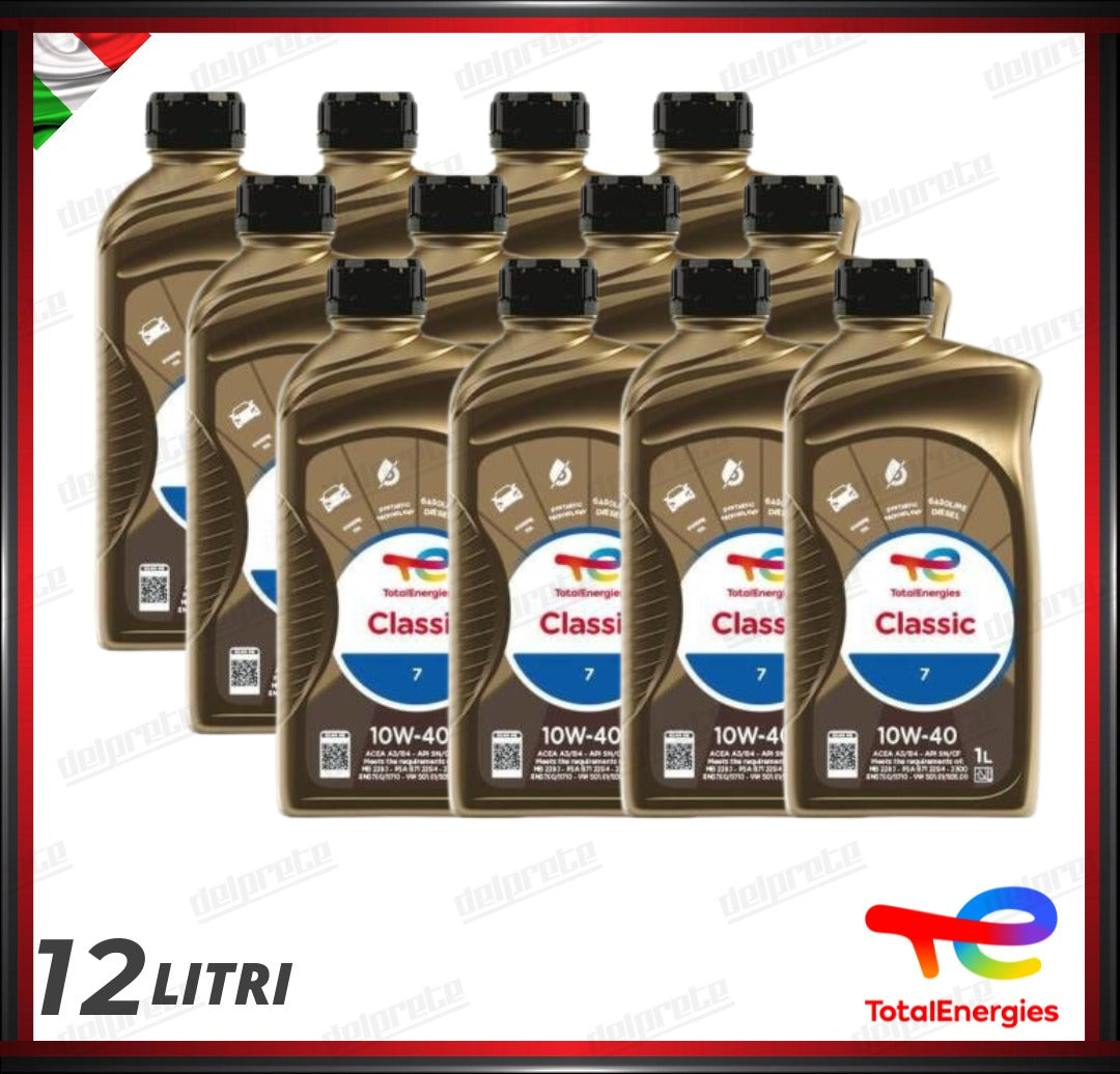 TOTAL - CLASSIC 7 10W-40 12 LITRI OLIO MOTORE SINTETICO DIESEL BENZINA GPL