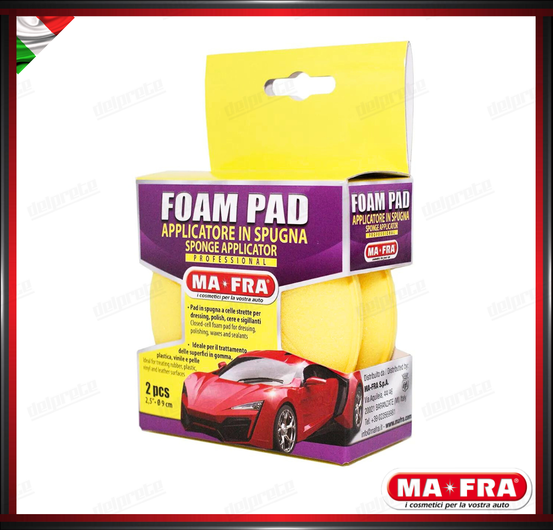 MAFRA - FOAM PAD APPLICATORE POLISH CERA MORBIDO SPUGNA (GIALLO) KIT 2 PEZZI