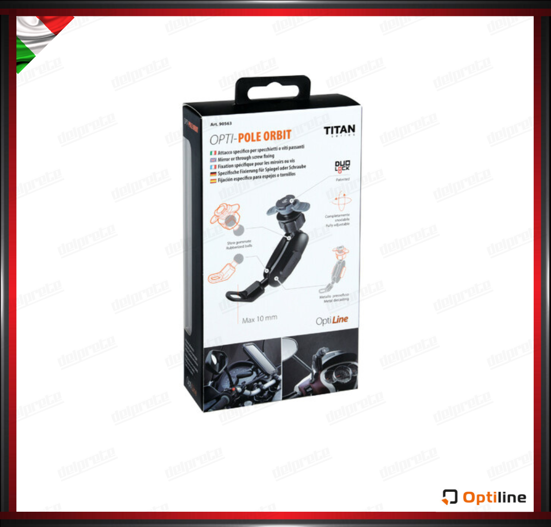 TITAN POLE ORBIT PORTA TELEFONO SUPPORTO A BRACCIO SNODATO CON ATTACCO SPECCHIETTI O VITI PASSANTI DUOLOCK