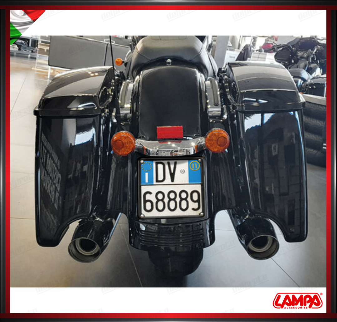 CORNICE TARGA IN ACCIAIO NERO LAMPA PER MOTO SCOOTER VESPA 185 X 185 MM