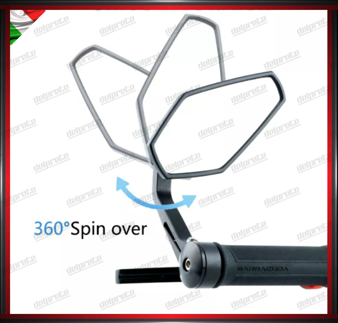 SPECCHIETTI RETROVISORI MANUBRIO COPPIA PER MOTO SCOOTER BAR END ARGENTO CAFE RACER