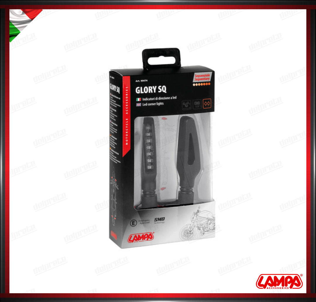 GLORY SQ LAMPA COPPIA INDICATORI DI DIREZIONE SEQUENZIALI A LED FRECCE OMOLOGATE - 12V UNIVERSALI
