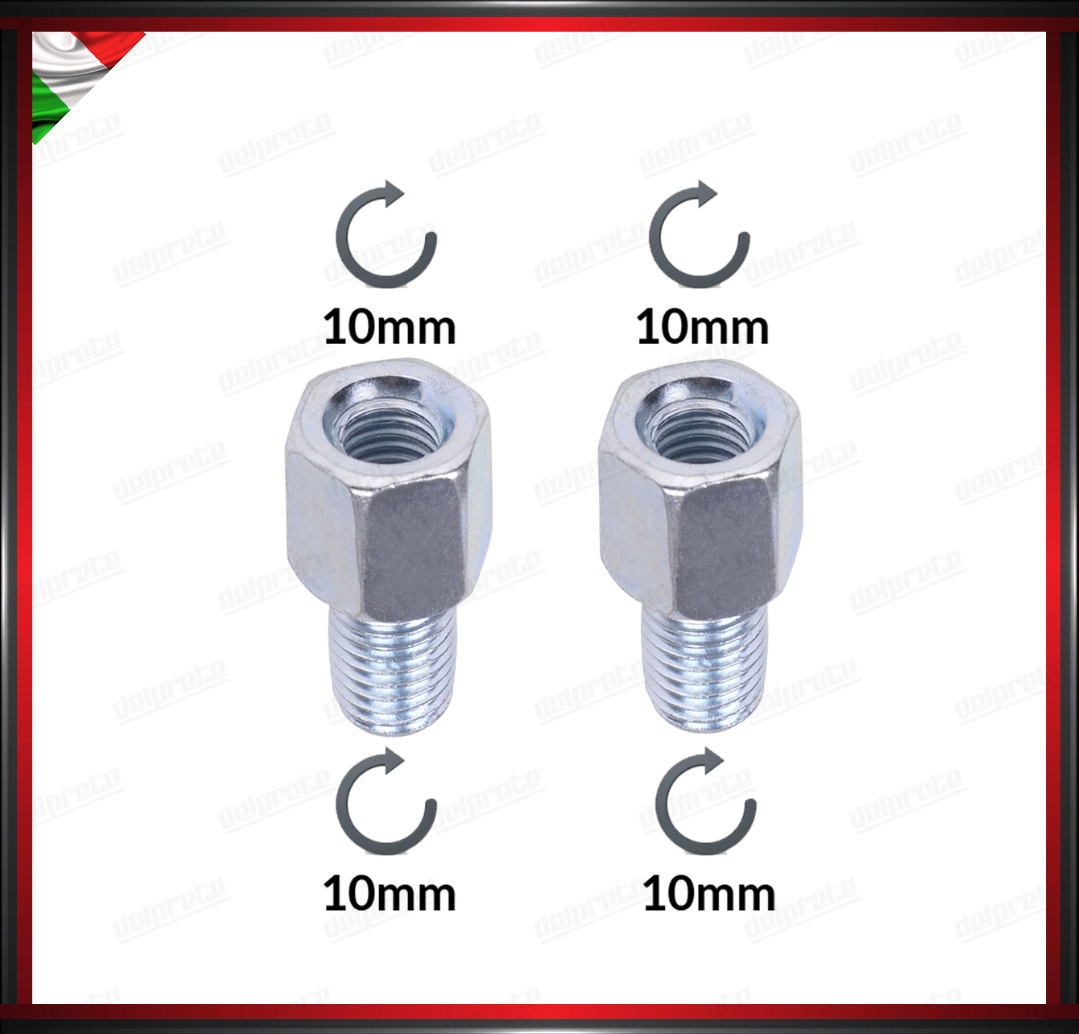 ADATTATORE PER SPECCHIETTO ARGENTO RETROVISORE FILETTO 10 MM 10 MM ESTENSIONE
