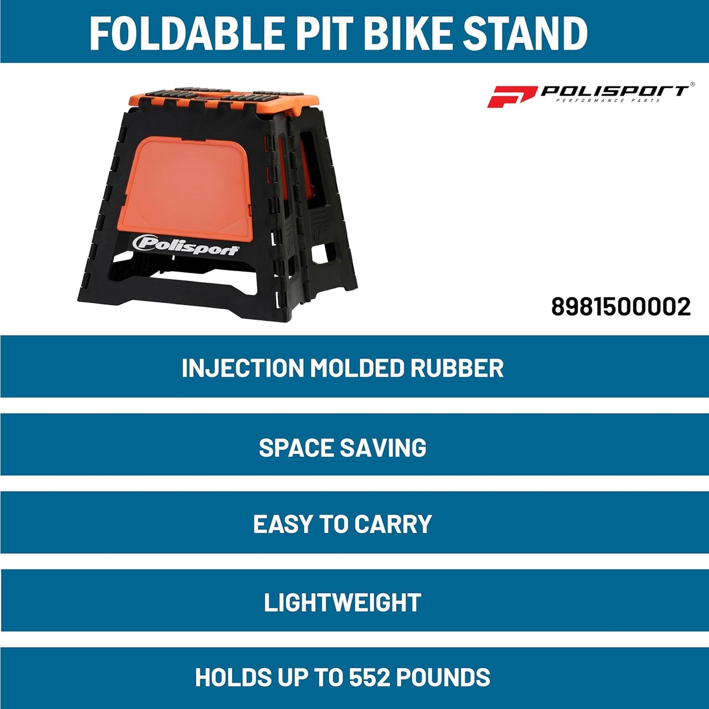 POLISPORT - SUPPORTO MOTO STAND PIEGHEVOLE PORTATILE CAVALLETTO CROSS ENDURO ARANCIONE