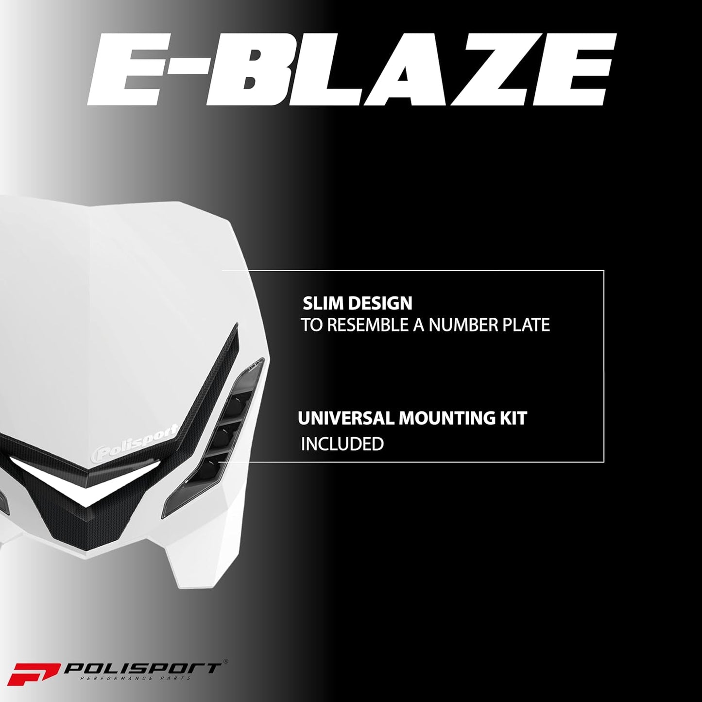 POLISPORT - FARO E-BLAZE LED MASCHERINA IN CARBONIO CROSS ENDURO BIANCO