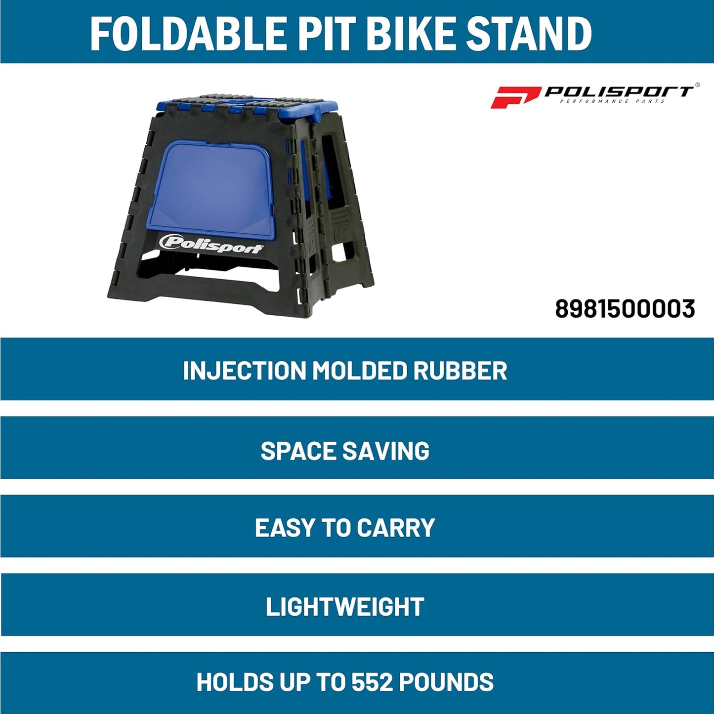 POLISPORT - SUPPORTO MOTO STAND PIEGHEVOLE PORTATILE CAVALLETTO CROSS ENDURO BLU