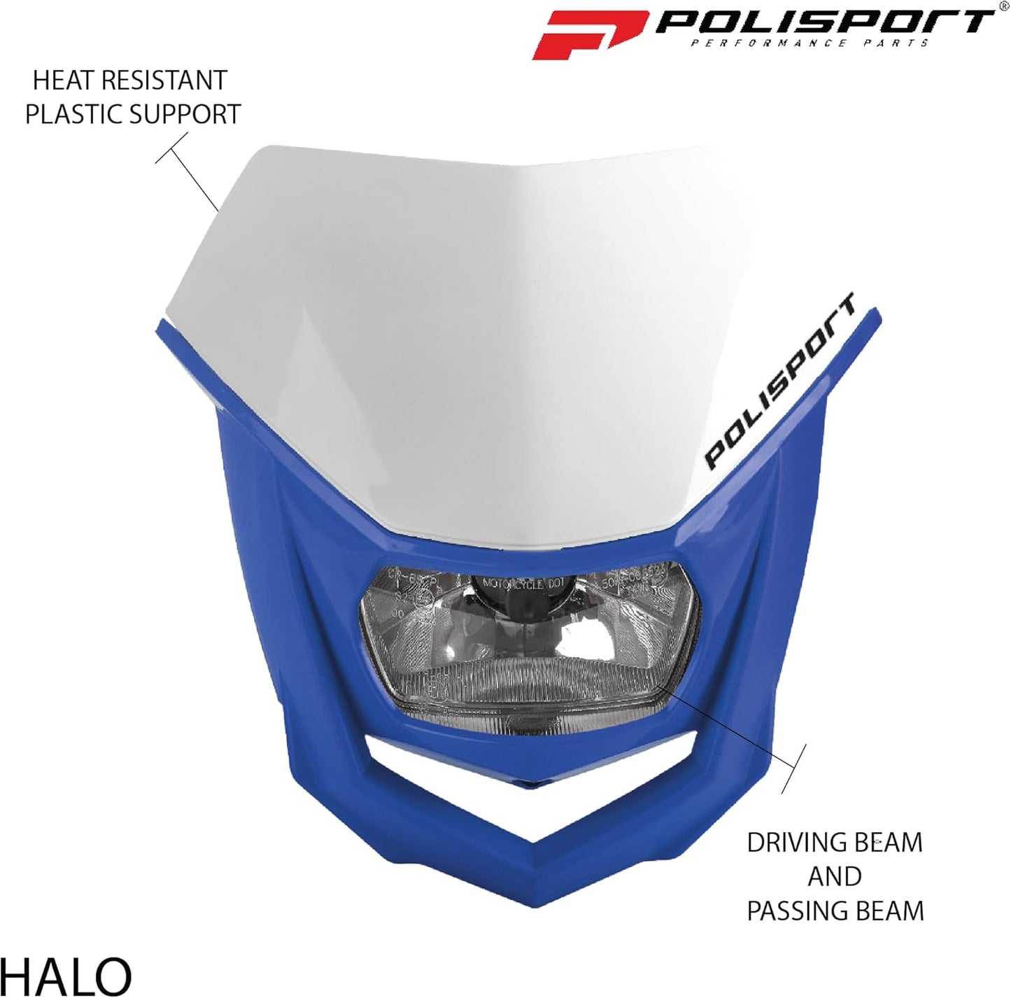 POLISPORT - FARO E MASCHERINA COMPLETO ALOGENA HALO ECE CROSS ENDURO BLU